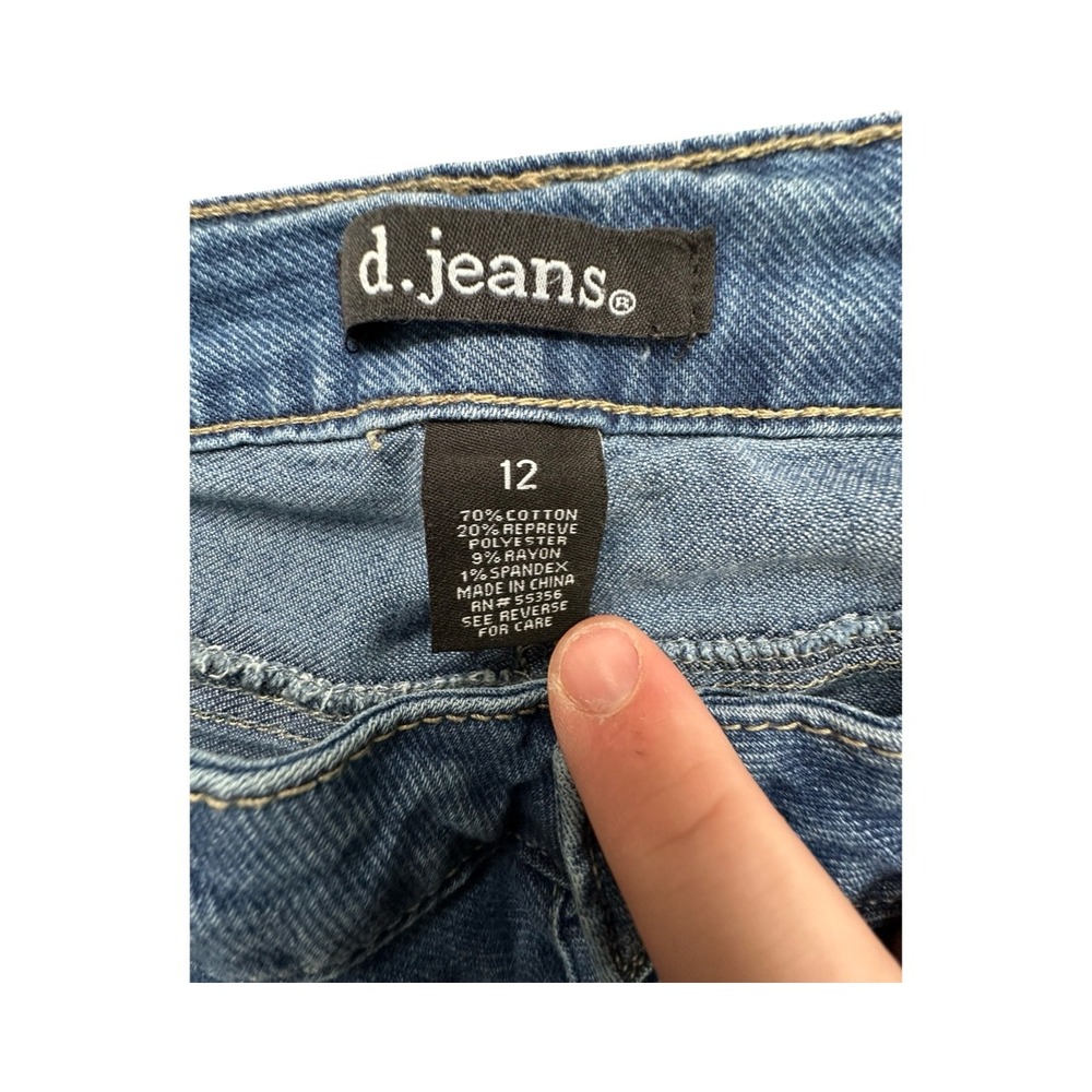 d.jeans Straight Leg Womens 12 Blue Button Fly Stretch Medium Wash Denim Pants - Picture 3 of 12